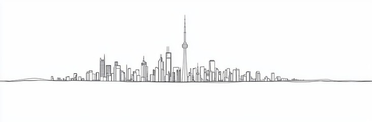 Continuous modern cityscape drawn in one line