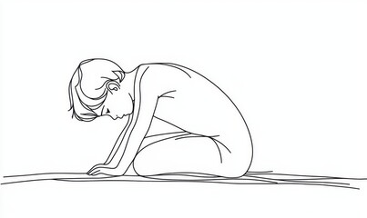 The image depicts the sad situation of a young teenager sitting alone. It has only one line.