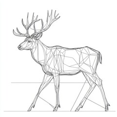 Wall Mural - Modern illustration of deer on white isolated background.