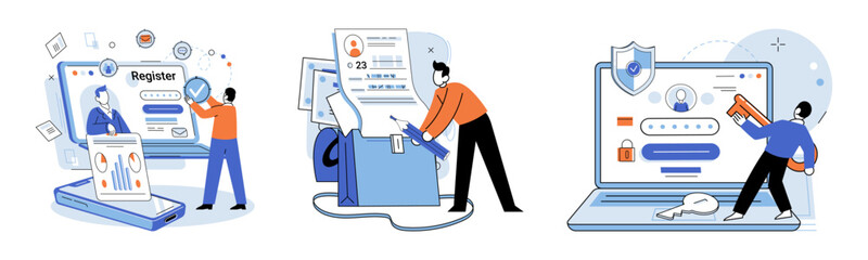 Aufkleber - User authorization. Vector illustration. Completing entry form accurately is essential for providing correct information User information should be securely stored to protect privacy on internet
