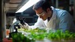 © WITTAYA  ANGMUJCHA - A bioengineer in a lab working on genetically modified crops to improve resilience against climate change. Petri dishes and advanced microscopes fill the sterile environment.