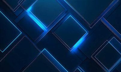 Wall Mural - Abstract blue and black background with glowing lines.