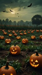 Canvas Print - halloween background with pumpkins