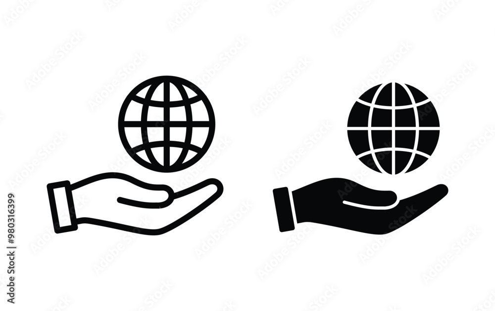 hand and globe icon vector Stock Vector | Adobe Stock
