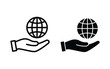 © OLYVIA - hand and globe icon vector