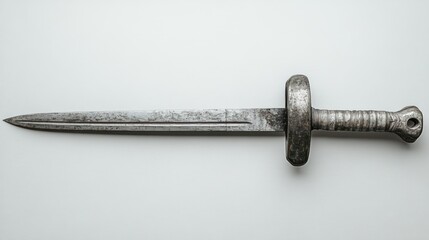 A metallic sword with a cross-guard and textured handle.