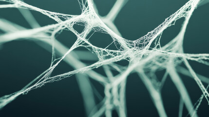 Wall Mural - A close up view of complex web structure, symbolizing interconnectedness and intricacies of corporate networks. This image evokes sense of entanglement and complexity