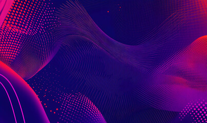 Sticker - Abstract digital art with pink and purple lines and dots.