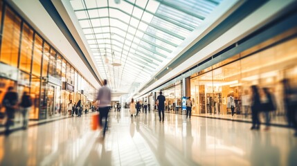 Poster - Shopping Mall Interior with Blurred People