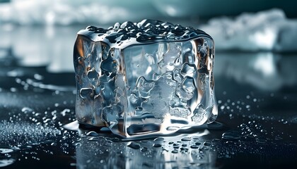 Wall Mural - Intricate World of Ice Cubes Captured Through Realistic Photography and Enhanced by AI Generative Techniques