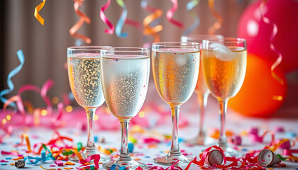 Sparkling drinks on a festive table, ready for a celebratory toast.