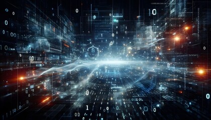 Digital binary code data streaming on a dark