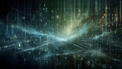 Digital binary code data streaming on a dark
