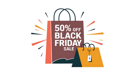 black friday shopping bag 50% off