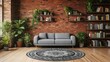 © matoya - Cozy Living Room with Brick Wall and Greenery