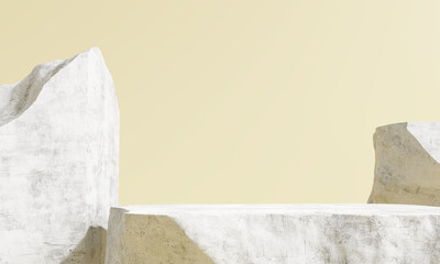 Fototapete - Stone product display podium on brown background. 3D rendering