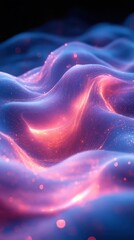Wall Mural - iridescent liquid motion holographic waves ripple across dark background blending neon hues in mesme