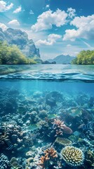 Wall Mural - vibrant underwater coral reef sanctuary with diverse marine life
