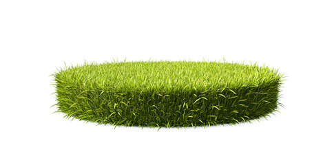 Poster - An isolated podium made of green grass, displayed on a white backdrop