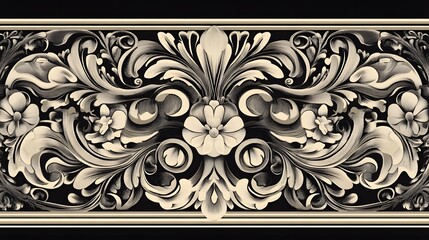 An ornate Art Nouveau border design with flowing lines, floral patterns, and intricate details, perfect for decorative artwork