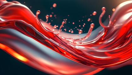 Canvas Print - Dynamic Flow of Red Liquid Symbolizing Energy and Passion