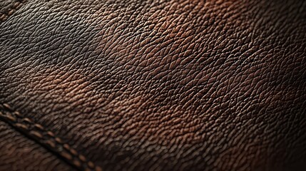 Wall Mural - Dark Leather Texture. A rich, dark leather texture with subtle wrinkles and highlights.