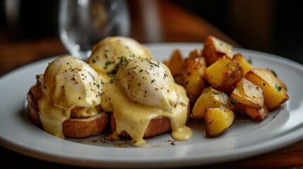 Wall Mural - Eggs Benedict with Roasted Potatoes