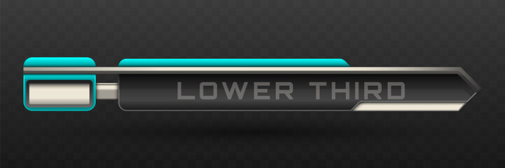 Wall Mural - lower third banner in metallic black, silver and cyan color theme for video screen broadcast present