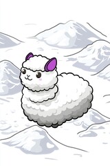 Poster - Cute Alpaca in Snowy Mountains