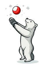 Sticker - Polar Bear Playing Catch with a Snowball