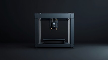 Poster - Black 3D Printer with a Platform and a Nozzle