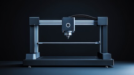 Poster - Black Industrial 3D Printer with a Sharp Nozzle