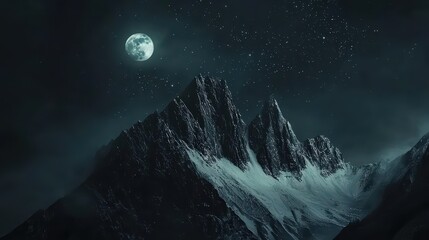 Wall Mural - Shadowy Mountain Peaks Wallpaper. Dark mountain peaks under a starry sky.