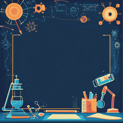 Poster - Frame or border design for youth tech education: includes STEM career learning aspects. Showcases programming, web development, game creation, artificial intelligence, and online classes. Engineering.