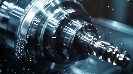 Poster - Close-up of a Shiny Metal Gear Rotating with Sparks Flying