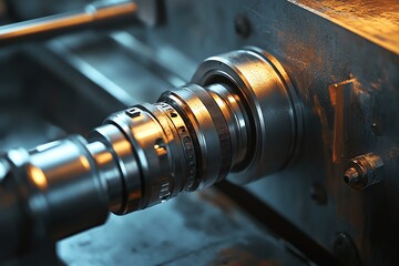 Poster - Close-up of a Metal Gear System on an Industrial Machine