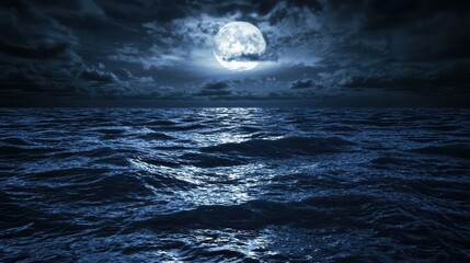 Dark Ocean Waves Wallpaper. Gentle waves of a dark ocean under a cloudy night sky.