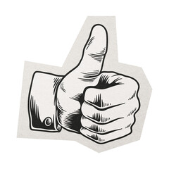 Wall Mural - png thumbs up sticker white border, transparent background