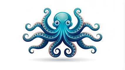 Abstract tentacled sea creature logo design isolated on white background