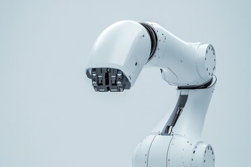 Poster - A Close-Up of a White Robotic Arm with a Detailed Mechanical Hand