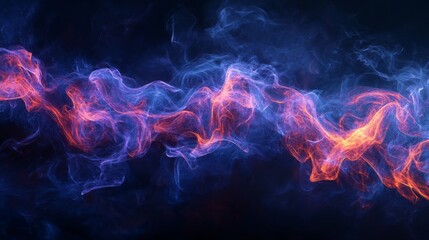 Poster - a vibrant display of smoke twists and undulates with shades of blue and orange, creating a mesmerizi