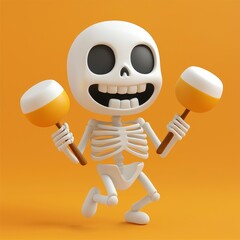 Canvas Print - Happy Skeleton Playing Maracas