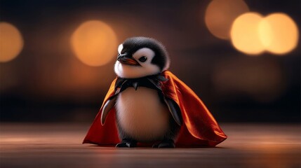 Cute Penguin in Red Cape