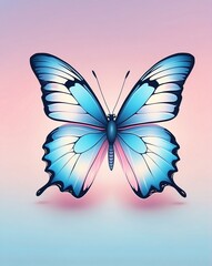 Wall Mural - Subtle butterfly effect with pastel pink to baby blue gradient