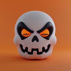 Poster - 3D Cartoon Skull with Glowing Eyes