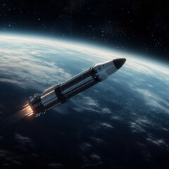 Wall Mural - heavy reusable rockets launching into space, featuring stage separation. the reusable rocket stages 