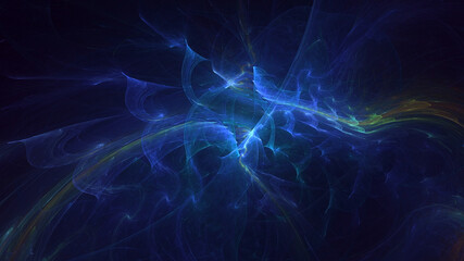 Poster - 3d manual rendering abstract colorful fractal light background. its not ai generatd illustration.