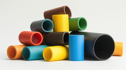 Wall Mural - colorful plastic tubes, abstract design, creativity, playful composition