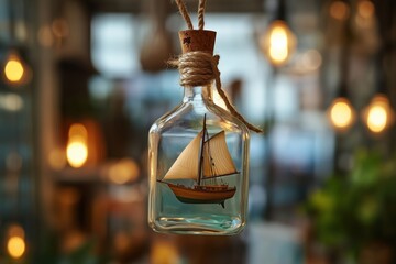 Wall Mural - a weighing bottle with a ship inside