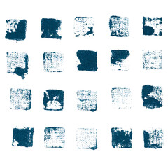 square block print png in blue tone sticker set